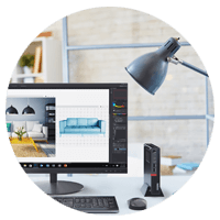 Lenovo ThinkStation-workstations met een monitor
