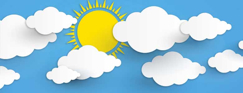 Tekening van wolken en de zon