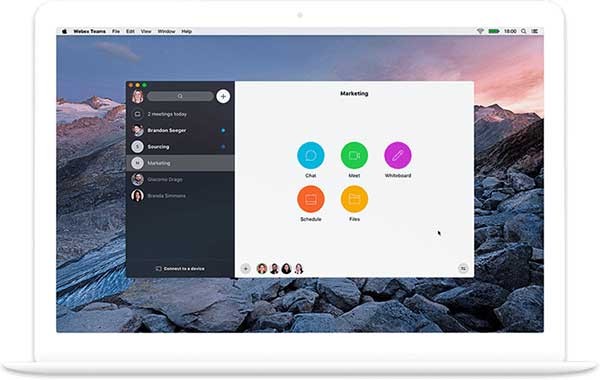 Cisco Webex Teams op een MacBook
