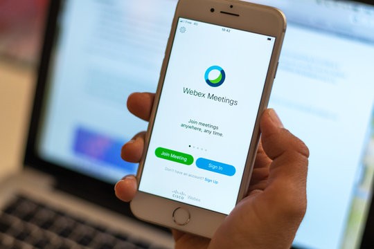 Een smartphone met Cisco Webex