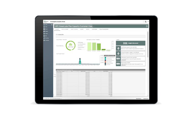 HPE GreenLake op een tablet