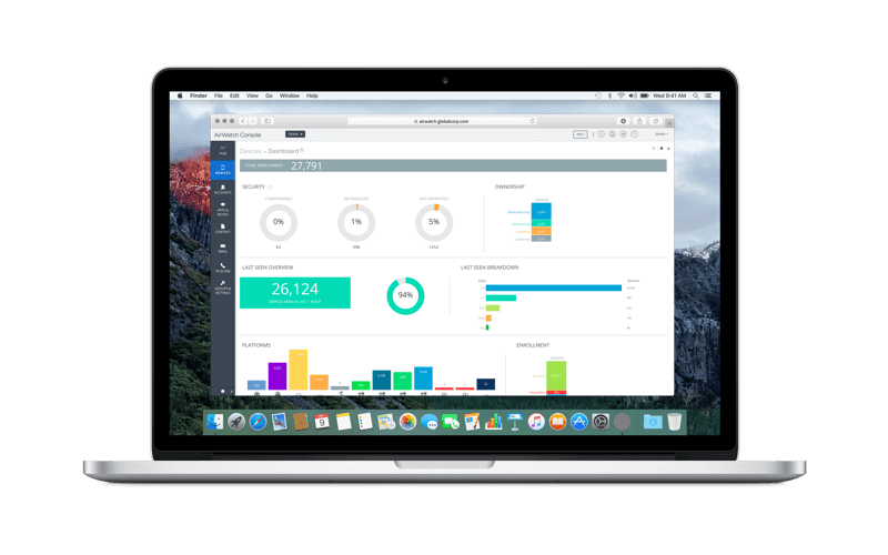 AirWatch Console op een laptop beeldscherm
